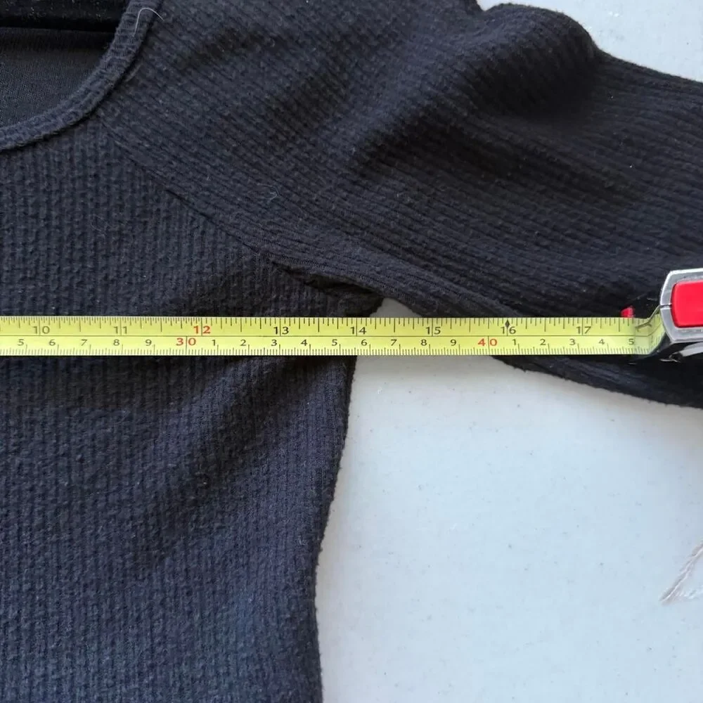 Old Navy Black Rib Knit Fit Flare Dress Size XL Long Sleeve Scoop Neck Mini